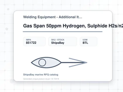Gas Span 50ppm Hydrogen, Sulphide H2s/n2 Fcg27015 58ltr - Welding Equipment - Additional Items - IMPA 851722 - UOM BTL
