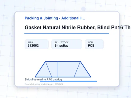 Gasket Natural Nitrile Rubber, Blind Pn16 Th2mm 400 420x497mm - Packing & Jointing - Additional Items - IMPA 812062 - UOM PCS