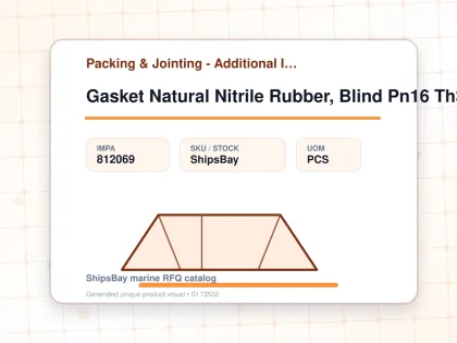 Gasket Natural Nitrile Rubber, Blind Pn16 Th3mm 450 470x557mm - Packing & Jointing - Additional Items - IMPA 812069 - UOM PCS