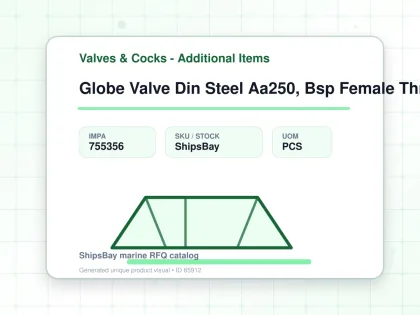 Globe Valve Din Steel Aa250, Bsp Female Thread Pn640 1/4" - Valves & Cocks - Additional Items - IMPA 755356 - UOM PCS