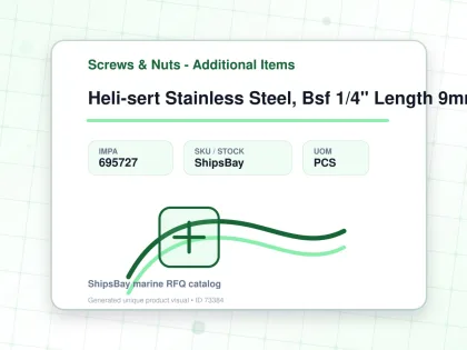 Heli-sert Stainless Steel, Bsf 1/4" Length 9mm - Screws & Nuts - Additional Items - IMPA 695727 - UOM PCS