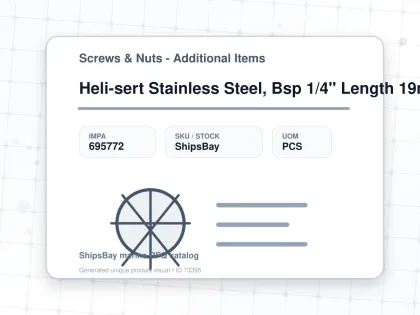 Heli-sert Stainless Steel, Bsp 1/4" Length 19mm - Screws & Nuts - Additional Items - IMPA 695772 - UOM PCS