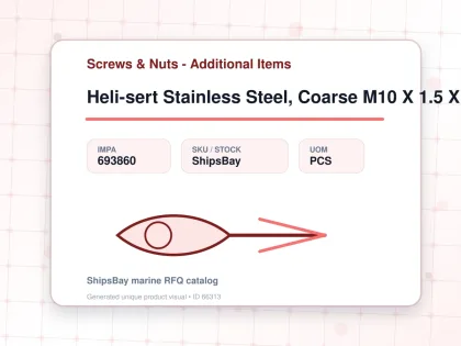 Heli-sert Stainless Steel, Coarse M10 X 1.5 X 30mm - Screws & Nuts - Additional Items - IMPA 693860 - UOM PCS