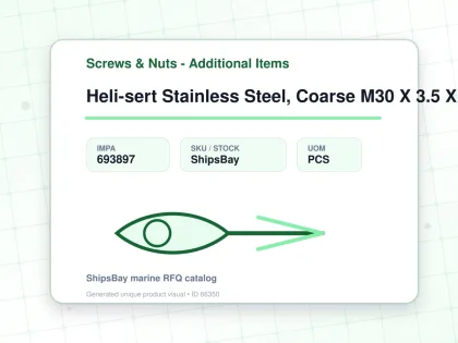 Heli-sert Stainless Steel, Coarse M30 X 3.5 X 45mm - Screws & Nuts - Additional Items - IMPA 693897 - UOM PCS