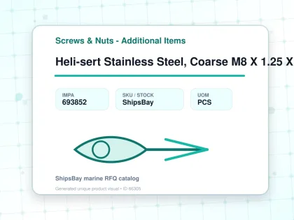 Heli-sert Stainless Steel, Coarse M8 X 1.25 X 12mm - Screws & Nuts - Additional Items - IMPA 693852 - UOM PCS
