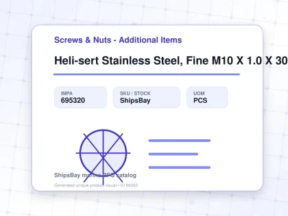 Heli-sert Stainless Steel, Fine M10 X 1.0 X 30mm - Screws & Nuts - Additional Items - IMPA 695320 - UOM PCS