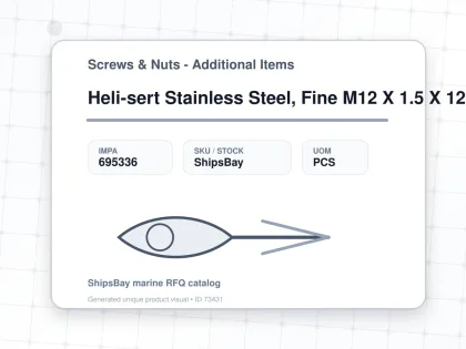 Heli-sert Stainless Steel, Fine M12 X 1.5 X 12mm - Screws & Nuts - Additional Items - IMPA 695336 - UOM PCS