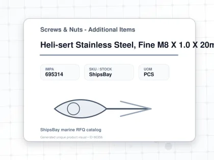 Heli-sert Stainless Steel, Fine M8 X 1.0 X 20mm - Screws & Nuts - Additional Items - IMPA 695314 - UOM PCS