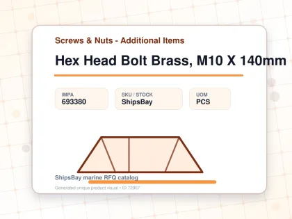 Hex Head Bolt Brass, M10 X 140mm - Screws & Nuts - Additional Items - IMPA 693380 - UOM PCS