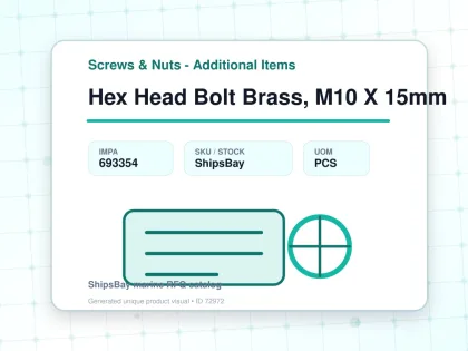 Hex Head Bolt Brass, M10 X 15mm - Screws & Nuts - Additional Items - IMPA 693354 - UOM PCS