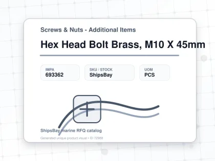 Hex Head Bolt Brass, M10 X 45mm - Screws & Nuts - Additional Items - IMPA 693362 - UOM PCS