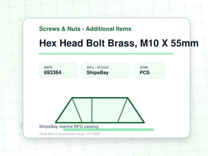 Hex Head Bolt Brass, M10 X 55mm - Screws & Nuts - Additional Items - IMPA 693364 - UOM PCS