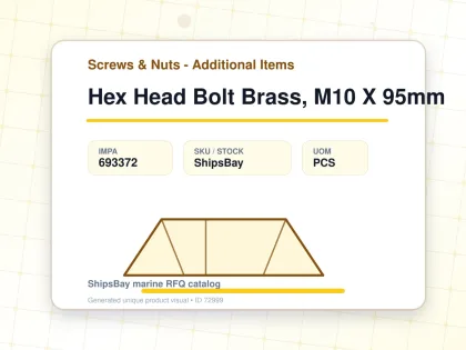 Hex Head Bolt Brass, M10 X 95mm - Screws & Nuts - Additional Items - IMPA 693372 - UOM PCS