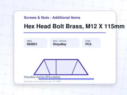 Hex Head Bolt Brass, M12 X 115mm - Screws & Nuts - Additional Items - IMPA 693621 - UOM PCS