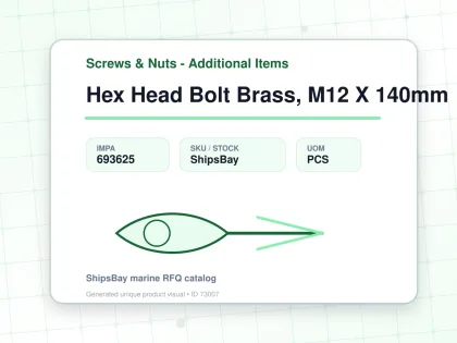 Hex Head Bolt Brass, M12 X 140mm - Screws & Nuts - Additional Items - IMPA 693625 - UOM PCS