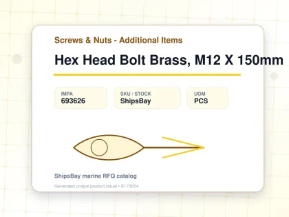 Hex Head Bolt Brass, M12 X 150mm - Screws & Nuts - Additional Items - IMPA 693626 - UOM PCS