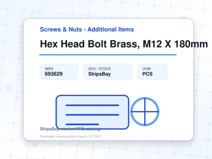 Hex Head Bolt Brass, M12 X 180mm - Screws & Nuts - Additional Items - IMPA 693629 - UOM PCS
