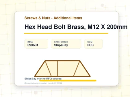 Hex Head Bolt Brass, M12 X 200mm - Screws & Nuts - Additional Items - IMPA 693631 - UOM PCS