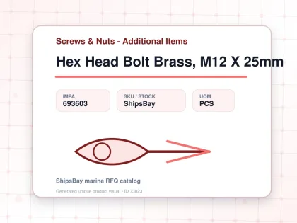 Hex Head Bolt Brass, M12 X 25mm - Screws & Nuts - Additional Items - IMPA 693603 - UOM PCS