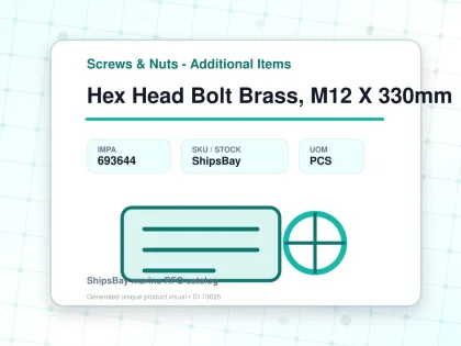 Hex Head Bolt Brass, M12 X 330mm - Screws & Nuts - Additional Items - IMPA 693644 - UOM PCS