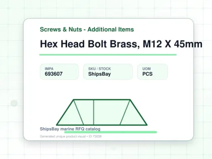 Hex Head Bolt Brass, M12 X 45mm - Screws & Nuts - Additional Items - IMPA 693607 - UOM PCS