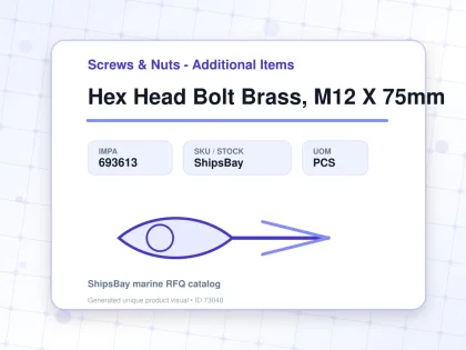 Hex Head Bolt Brass, M12 X 75mm - Screws & Nuts - Additional Items - IMPA 693613 - UOM PCS