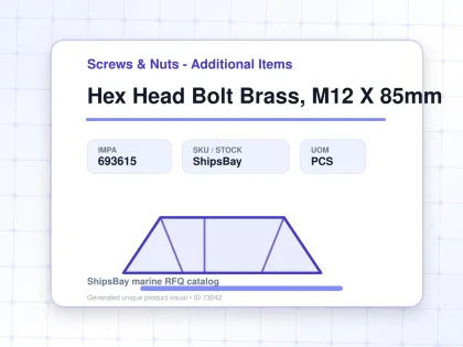 Hex Head Bolt Brass, M12 X 85mm - Screws & Nuts - Additional Items - IMPA 693615 - UOM PCS