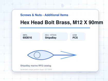 Hex Head Bolt Brass, M12 X 90mm - Screws & Nuts - Additional Items - IMPA 693616 - UOM PCS