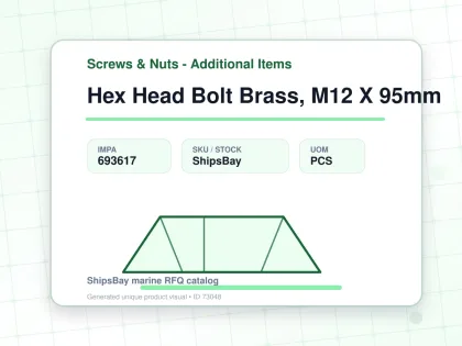 Hex Head Bolt Brass, M12 X 95mm - Screws & Nuts - Additional Items - IMPA 693617 - UOM PCS