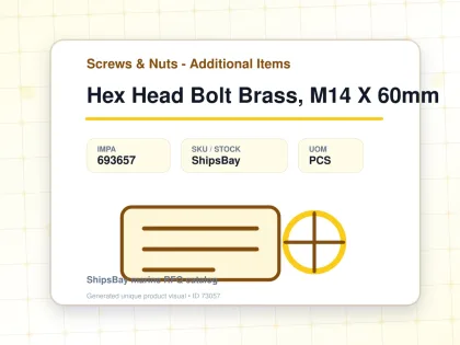 Hex Head Bolt Brass, M14 X 60mm - Screws & Nuts - Additional Items - IMPA 693657 - UOM PCS