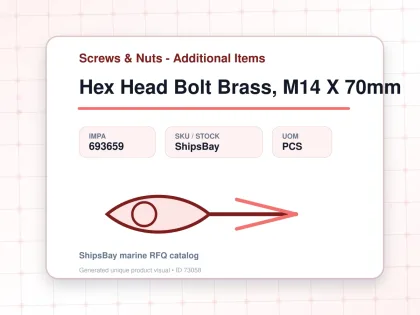 Hex Head Bolt Brass, M14 X 70mm - Screws & Nuts - Additional Items - IMPA 693659 - UOM PCS