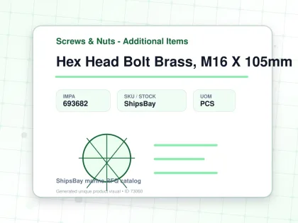 Hex Head Bolt Brass, M16 X 105mm - Screws & Nuts - Additional Items - IMPA 693682 - UOM PCS