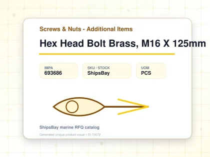 Hex Head Bolt Brass, M16 X 125mm - Screws & Nuts - Additional Items - IMPA 693686 - UOM PCS