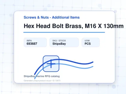 Hex Head Bolt Brass, M16 X 130mm - Screws & Nuts - Additional Items - IMPA 693687 - UOM PCS