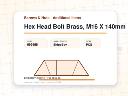 Hex Head Bolt Brass, M16 X 140mm - Screws & Nuts - Additional Items - IMPA 693688 - UOM PCS
