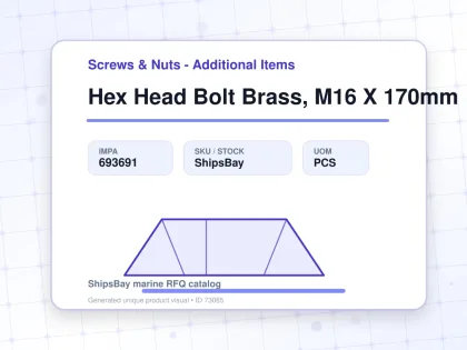 Hex Head Bolt Brass, M16 X 170mm - Screws & Nuts - Additional Items - IMPA 693691 - UOM PCS