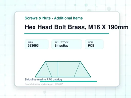 Hex Head Bolt Brass, M16 X 190mm - Screws & Nuts - Additional Items - IMPA 693693 - UOM PCS