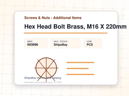 Hex Head Bolt Brass, M16 X 220mm - Screws & Nuts - Additional Items - IMPA 693696 - UOM PCS