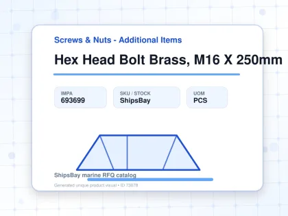 Hex Head Bolt Brass, M16 X 250mm - Screws & Nuts - Additional Items - IMPA 693699 - UOM PCS