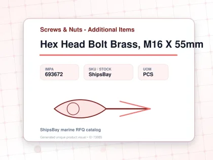 Hex Head Bolt Brass, M16 X 55mm - Screws & Nuts - Additional Items - IMPA 693672 - UOM PCS