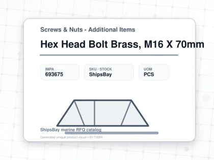Hex Head Bolt Brass, M16 X 70mm - Screws & Nuts - Additional Items - IMPA 693675 - UOM PCS