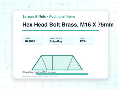 Hex Head Bolt Brass, M16 X 75mm - Screws & Nuts - Additional Items - IMPA 693676 - UOM PCS