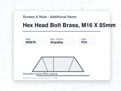 Hex Head Bolt Brass, M16 X 85mm - Screws & Nuts - Additional Items - IMPA 693678 - UOM PCS