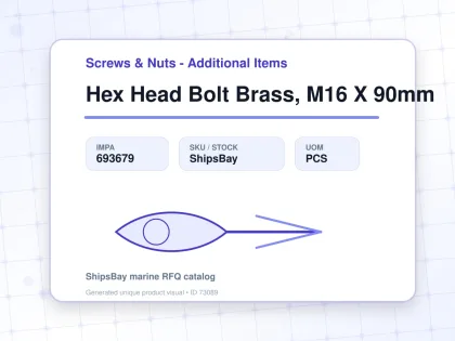 Hex Head Bolt Brass, M16 X 90mm - Screws & Nuts - Additional Items - IMPA 693679 - UOM PCS