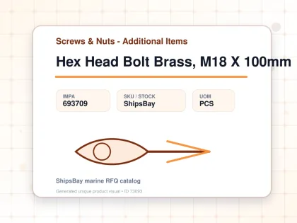 Hex Head Bolt Brass, M18 X 100mm - Screws & Nuts - Additional Items - IMPA 693709 - UOM PCS