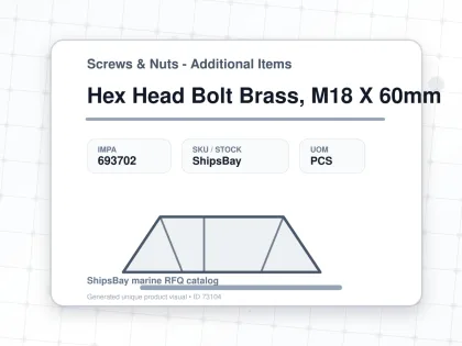Hex Head Bolt Brass, M18 X 60mm - Screws & Nuts - Additional Items - IMPA 693702 - UOM PCS