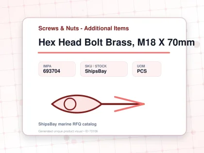 Hex Head Bolt Brass, M18 X 70mm - Screws & Nuts - Additional Items - IMPA 693704 - UOM PCS