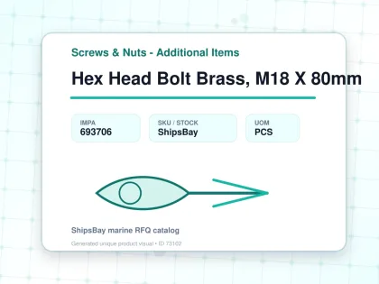 Hex Head Bolt Brass, M18 X 80mm - Screws & Nuts - Additional Items - IMPA 693706 - UOM PCS