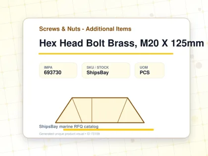 Hex Head Bolt Brass, M20 X 125mm - Screws & Nuts - Additional Items - IMPA 693730 - UOM PCS