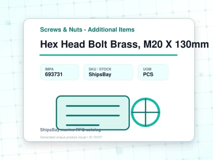 Hex Head Bolt Brass, M20 X 130mm - Screws & Nuts - Additional Items - IMPA 693731 - UOM PCS